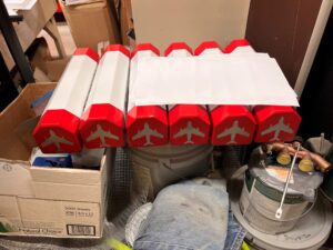 white-and-red-airplane-chocks