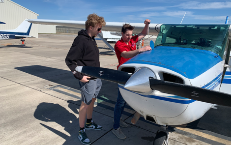 Brody Seth (black hoodie) with CFI and previous Ray Scholar Connor Davis (red shirt) 2