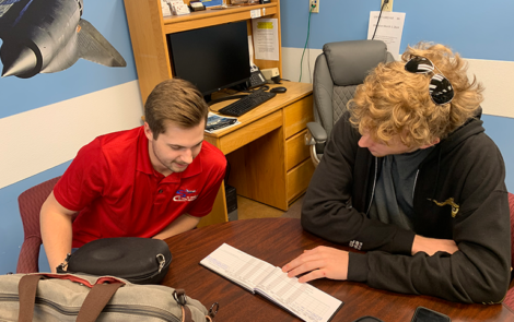 Brody Seth (black hoodie) with CFI and previous Ray Scholar Connor Davis (red shirt)